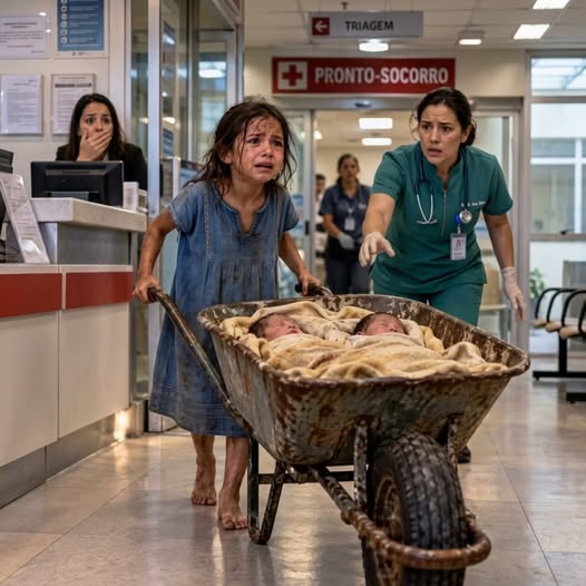 „Meine Mama schläft seit drei Tagen“, flüsterte das siebenjährige Mädchen, als es barfuß ins Krankenhaus kam – nachdem es kilometerweit eine Schubkarre mit seinen neugeborenen Brüdern geschoben hatte.